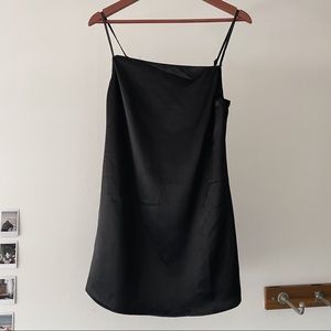 black silk mini dress